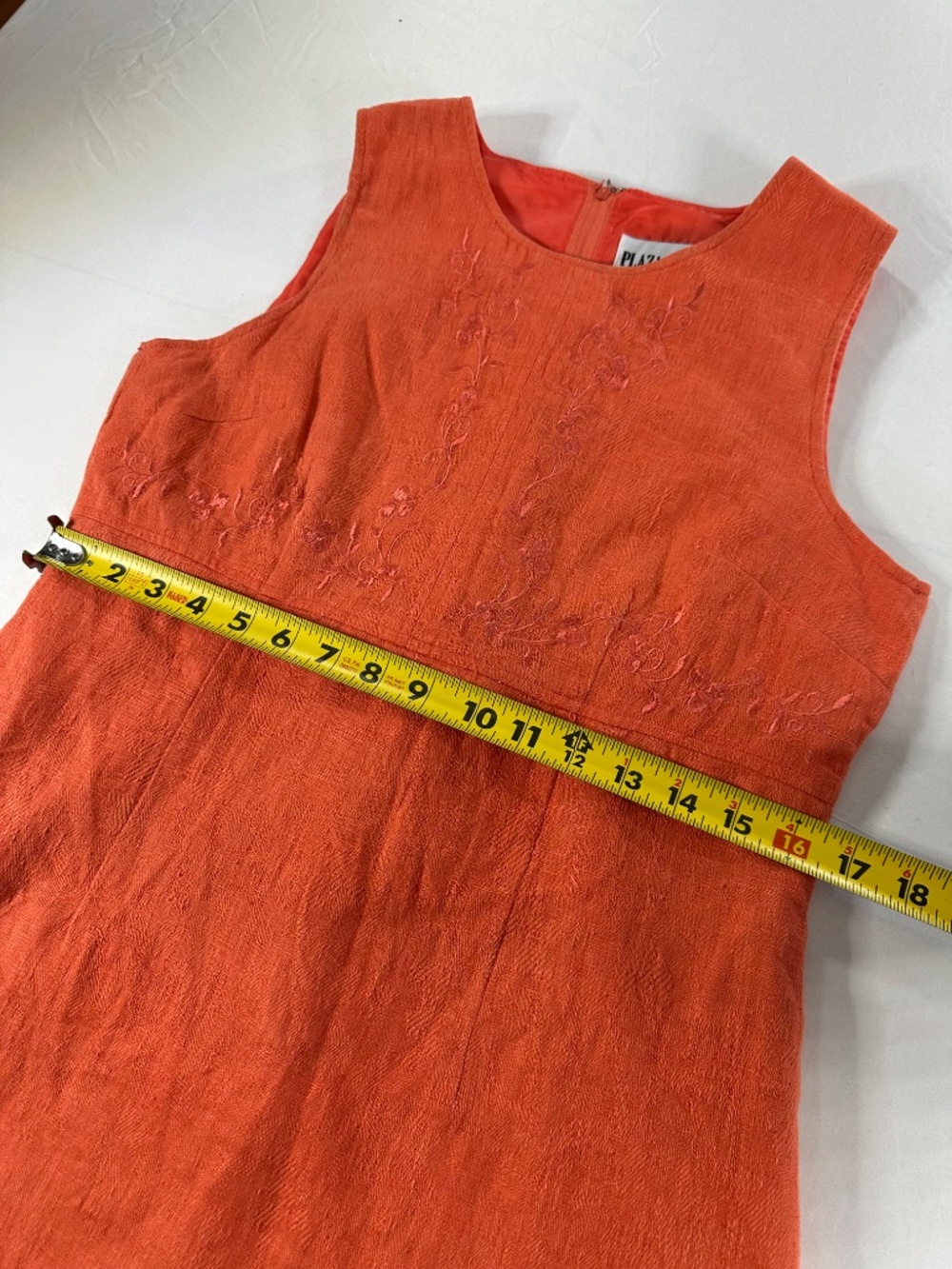 Vintage Y2K Plaza South Coral Embroidered Linen Blend Tunic Size 6 - Picture 8 of 10